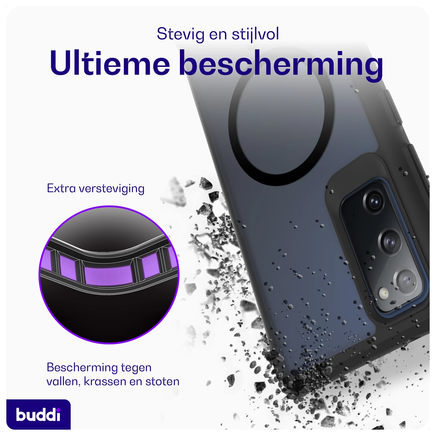 Buddi Hybrid Samsung Galaxy S20 FE Hoesje MagSafe Back Cover Matte Zwart afbeelding 2