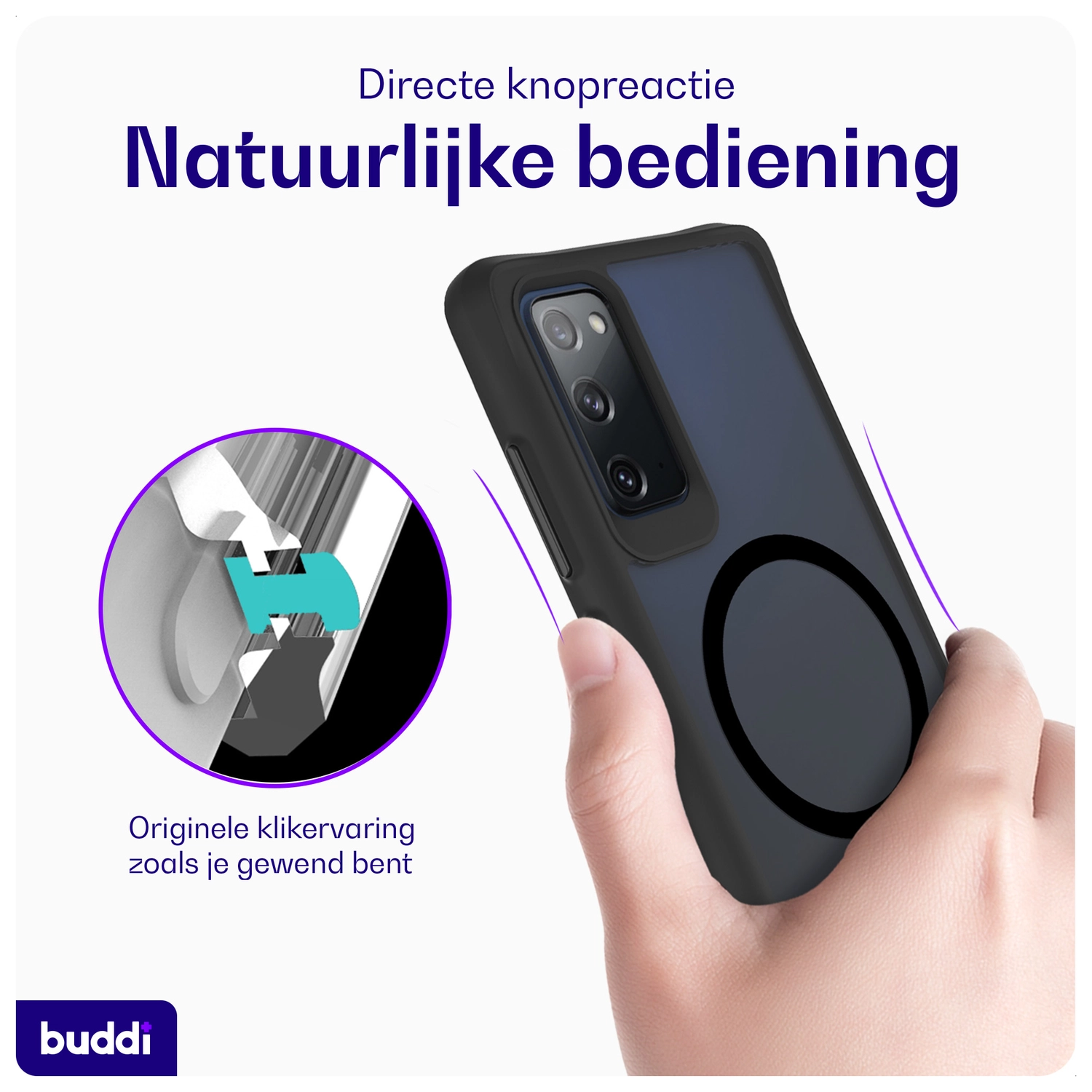 Buddi Hybrid Samsung Galaxy S20 FE Hoesje MagSafe Back Cover Matte Zwart afbeelding 4
