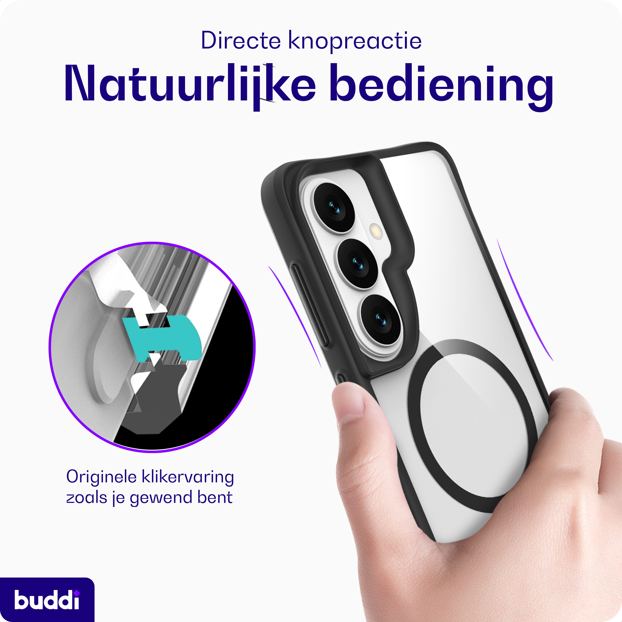 Buddi Hybrid Samsung Galaxy S26 Hoesje MagSafe Back Cover Transparant Zwart afbeelding 6