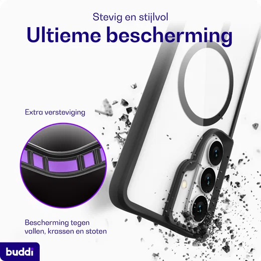Buddi Hybrid Samsung Galaxy S26 Hoesje MagSafe Back Cover Transparant Zwart afbeelding 3