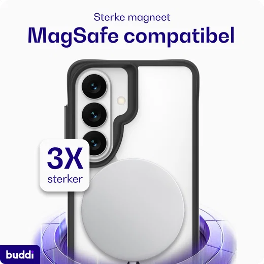 Buddi Hybrid Samsung Galaxy S26 Hoesje MagSafe Back Cover Transparant Zwart afbeelding 4