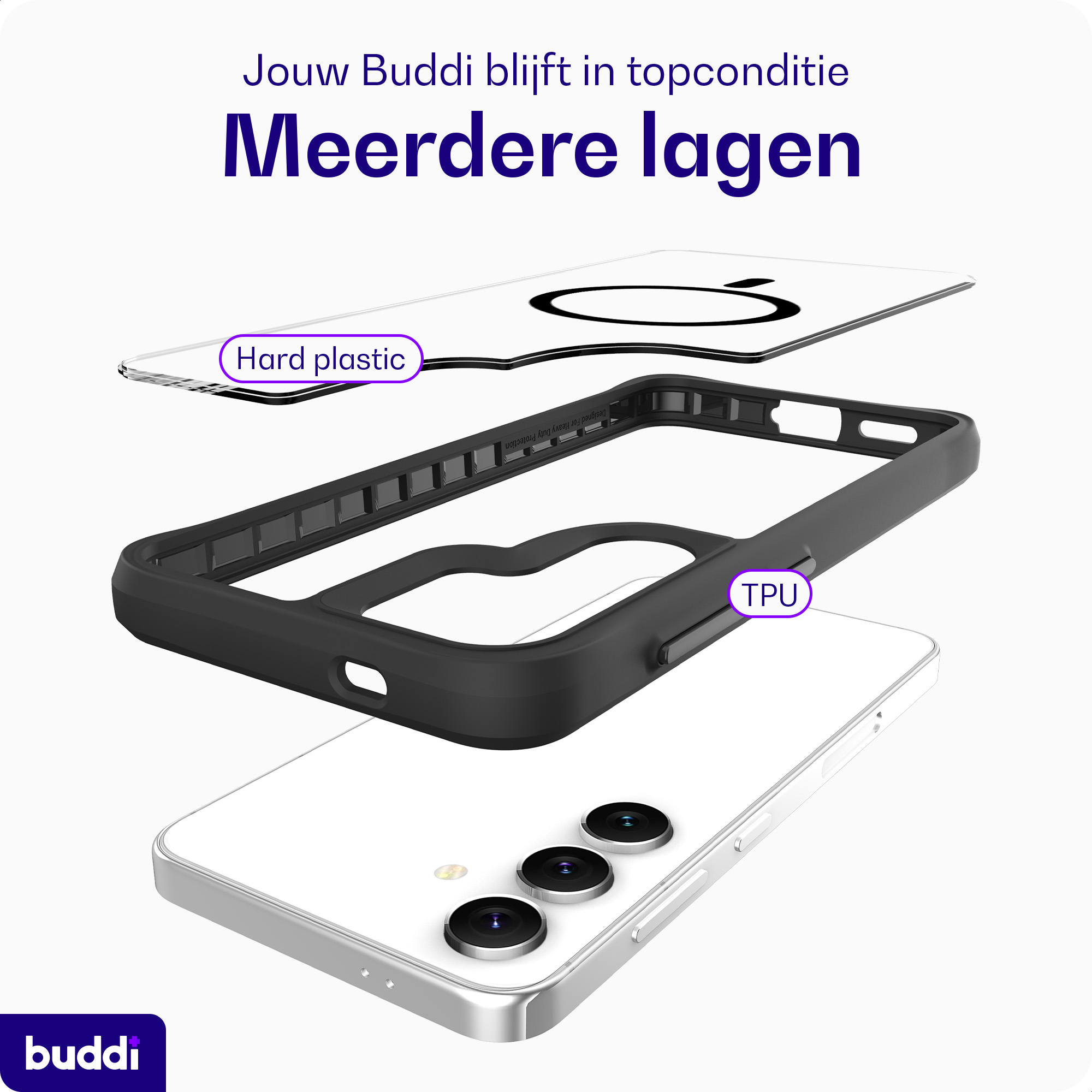 Buddi Hybrid Samsung Galaxy S26 Hoesje MagSafe Back Cover Transparant Zwart afbeelding 8