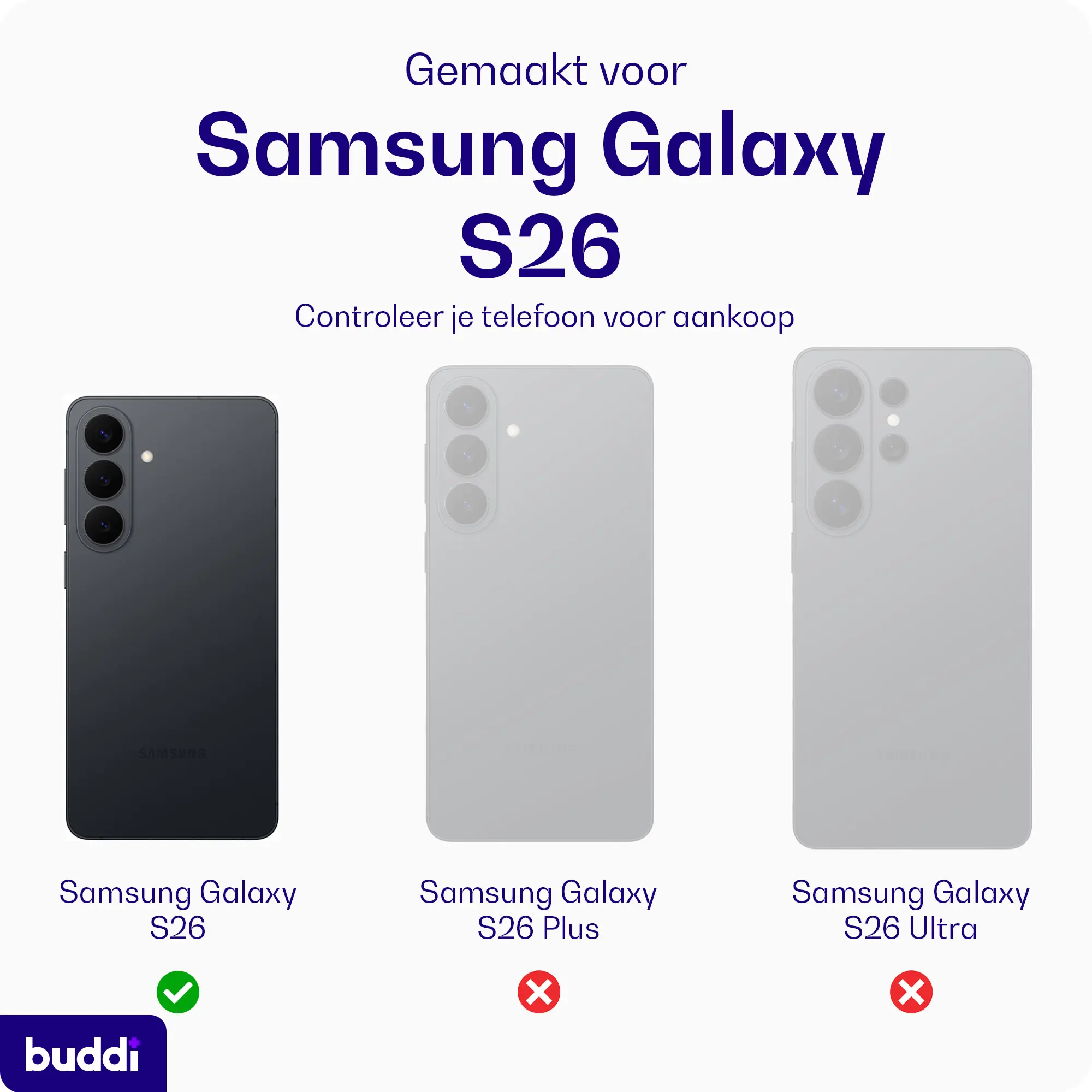 Buddi Hybrid Samsung Galaxy S26 Hoesje MagSafe Back Cover Transparant Zwart afbeelding 2