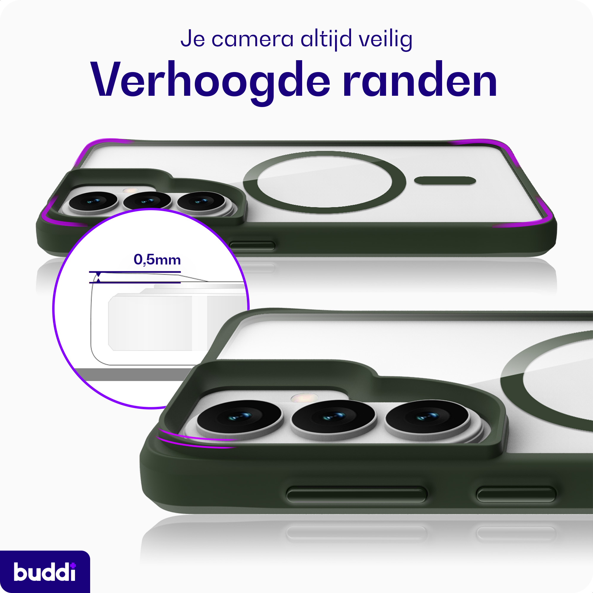 Buddi Hybrid Samsung Galaxy S26 Hoesje MagSafe Back Cover Transparant Groen afbeelding 7