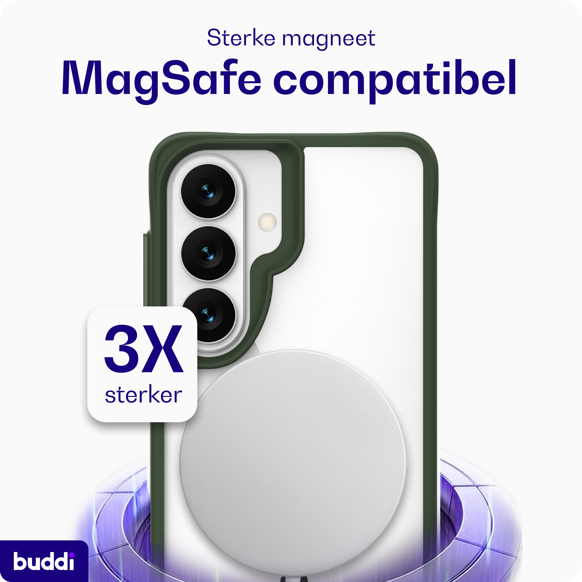 Buddi Hybrid Samsung Galaxy S26 Hoesje MagSafe Back Cover Transparant Groen afbeelding 4