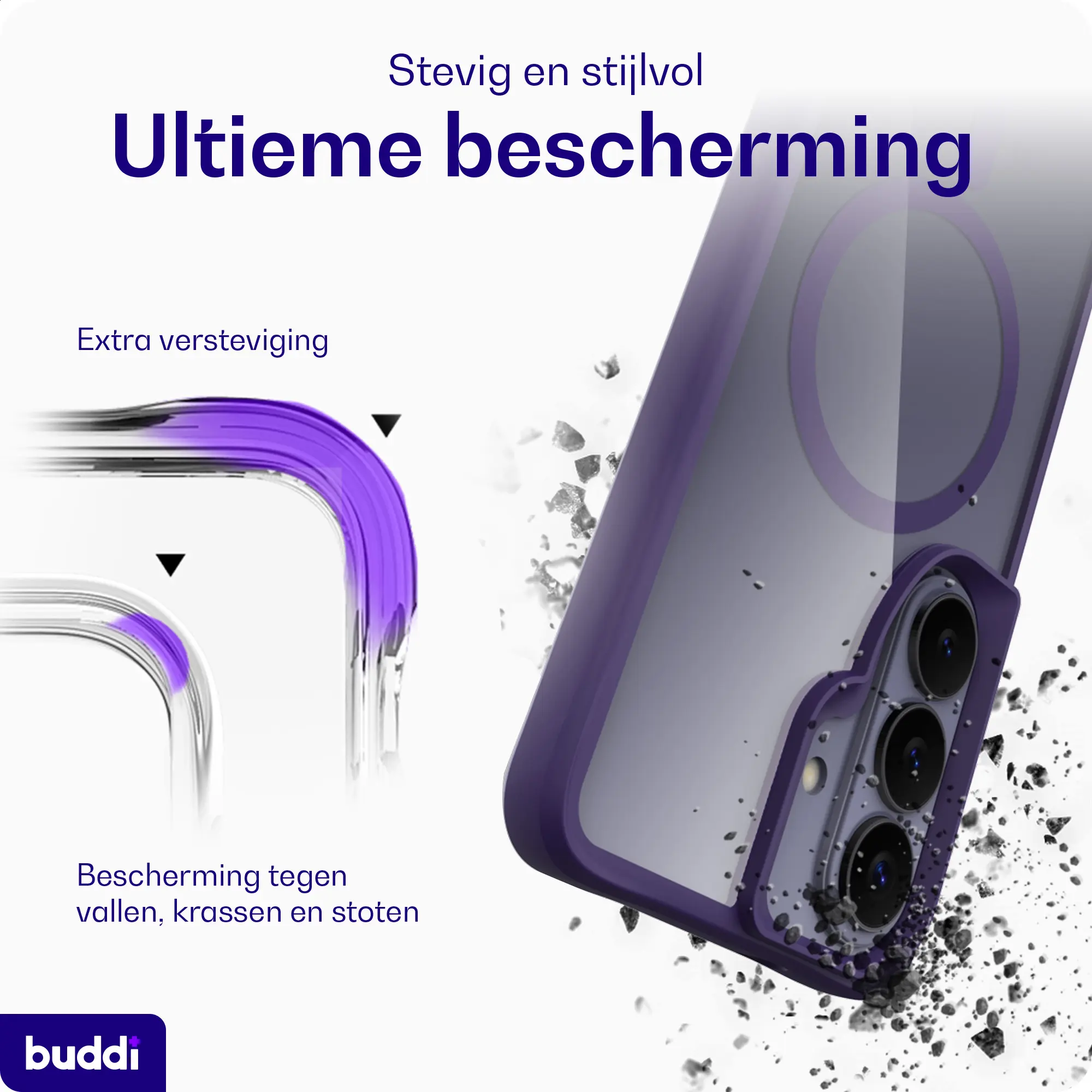 Buddi Hybrid Samsung Galaxy S26 Hoesje MagSafe Back Cover Matched Paars afbeelding 3