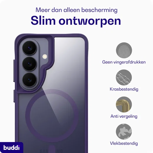 Buddi Hybrid Samsung Galaxy S26 Hoesje MagSafe Back Cover Matched Paars afbeelding 6