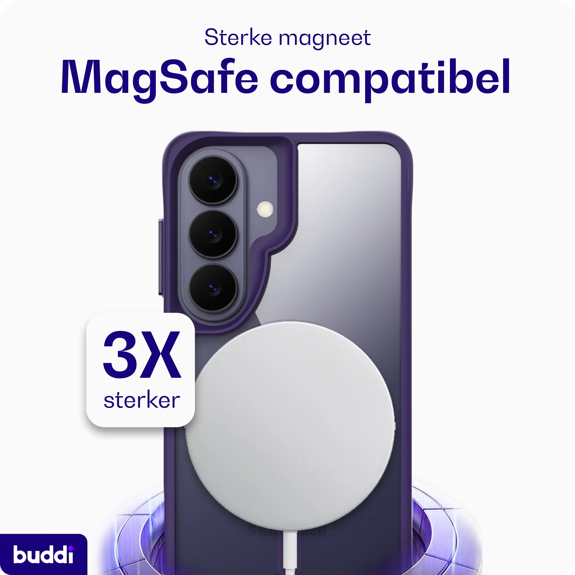 Buddi Hybrid Samsung Galaxy S26 Hoesje MagSafe Back Cover Matched Paars afbeelding 4