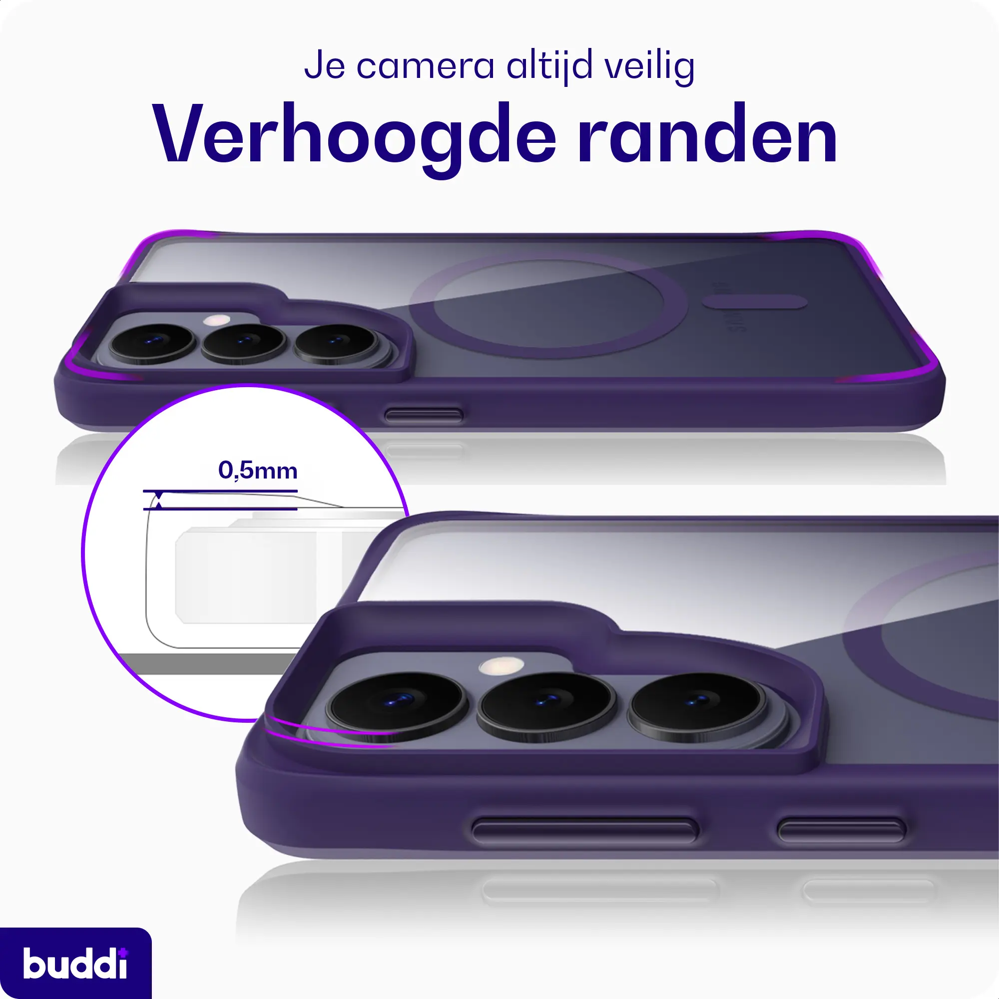 Buddi Hybrid Samsung Galaxy S26 Hoesje MagSafe Back Cover Matched Paars afbeelding 7