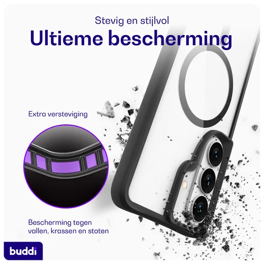 Buddi Hybrid Samsung Galaxy S26 Plus Hoesje MagSafe Transparant Zwart afbeelding 3