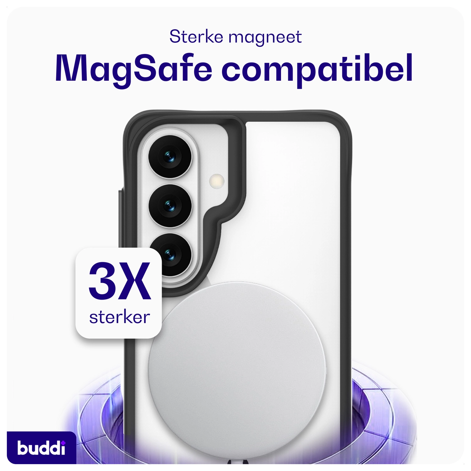 Buddi Hybrid Samsung Galaxy S26 Plus Hoesje MagSafe Transparant Zwart afbeelding 4