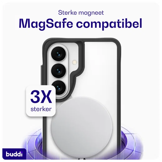 Buddi Hybrid Samsung Galaxy S26 Plus Hoesje MagSafe Transparant Zwart afbeelding 4