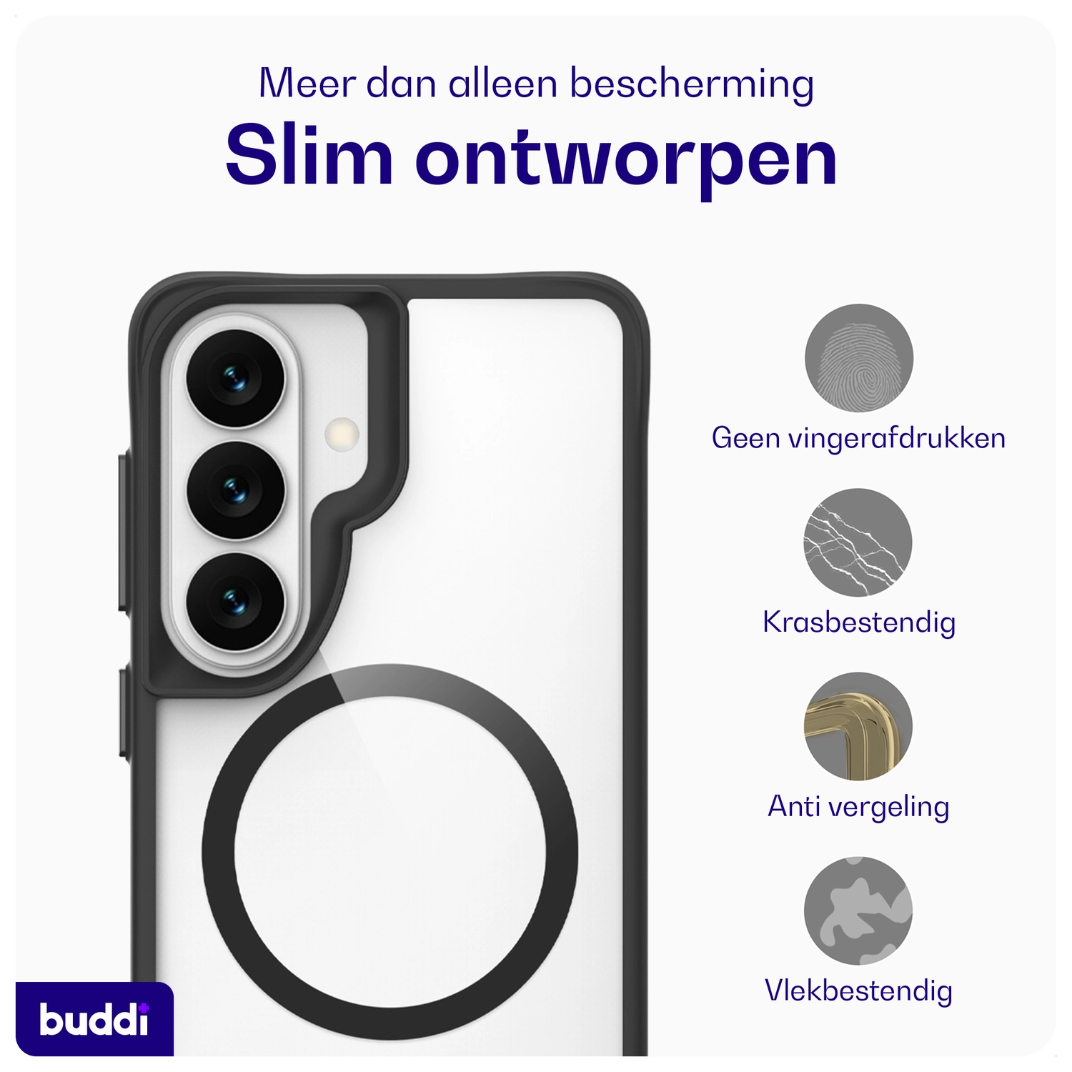 Buddi Hybrid Samsung Galaxy S26 Plus Hoesje MagSafe Transparant Zwart afbeelding 7