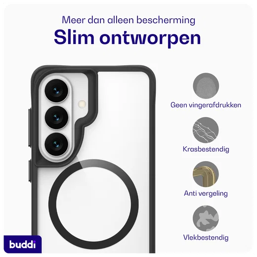 Buddi Hybrid Samsung Galaxy S26 Plus Hoesje MagSafe Transparant Zwart afbeelding 7
