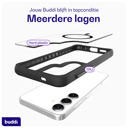 Buddi Hybrid Samsung Galaxy S26 Plus Hoesje MagSafe Transparant Zwart afbeelding 8