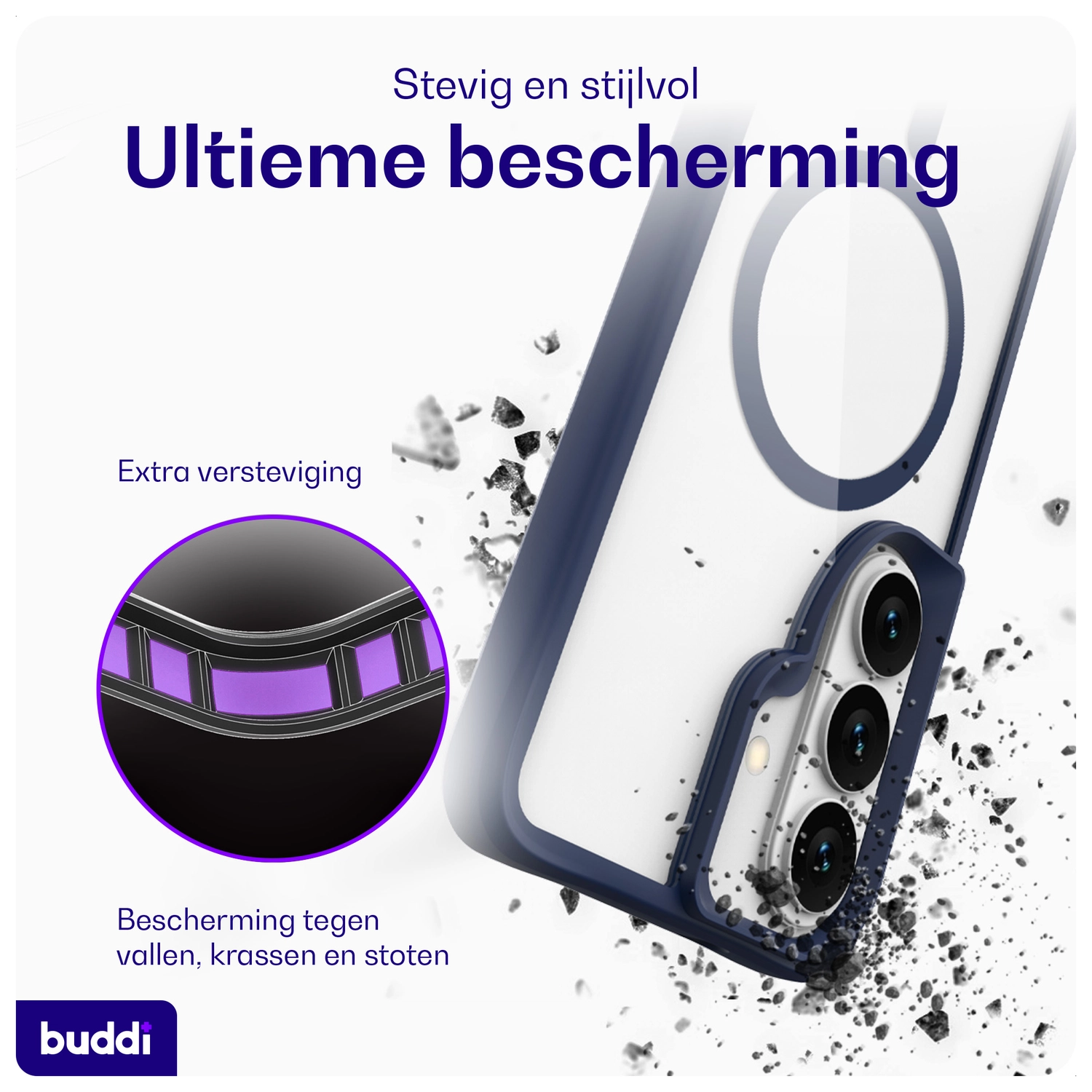 Buddi Hybrid Samsung Galaxy S26 Plus Hoesje MagSafe Transparant Blauw afbeelding 3