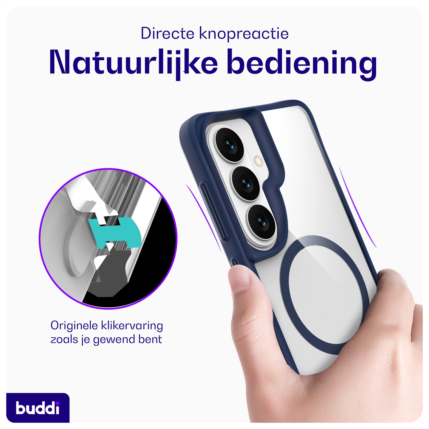 Buddi Hybrid Samsung Galaxy S26 Plus Hoesje MagSafe Transparant Blauw afbeelding 5