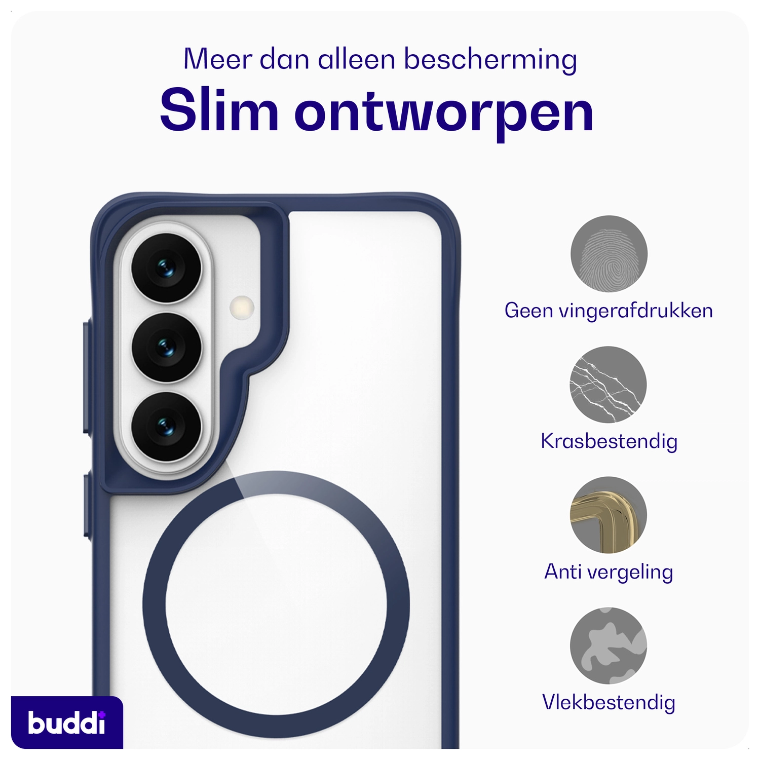 Buddi Hybrid Samsung Galaxy S26 Plus Hoesje MagSafe Transparant Blauw afbeelding 6