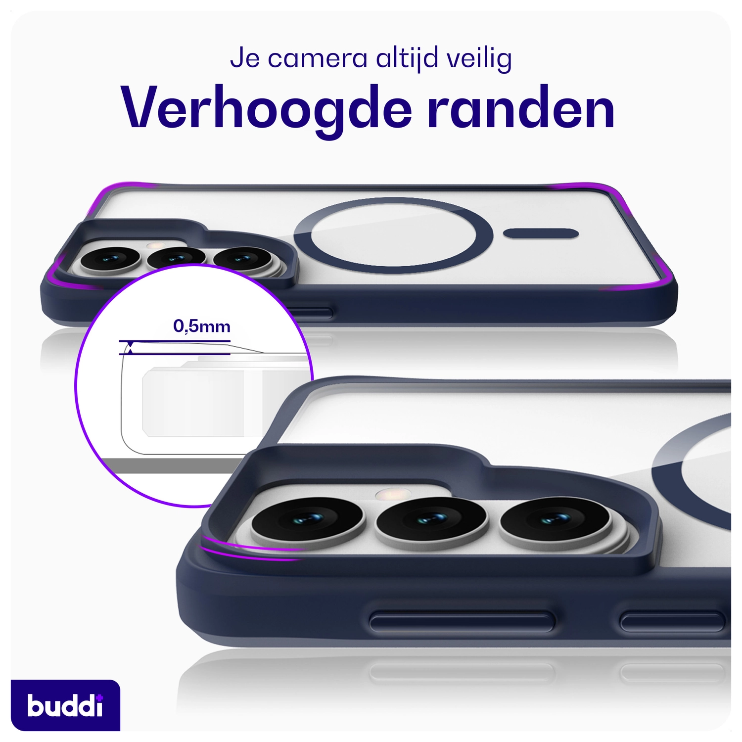 Buddi Hybrid Samsung Galaxy S26 Plus Hoesje MagSafe Transparant Blauw afbeelding 7