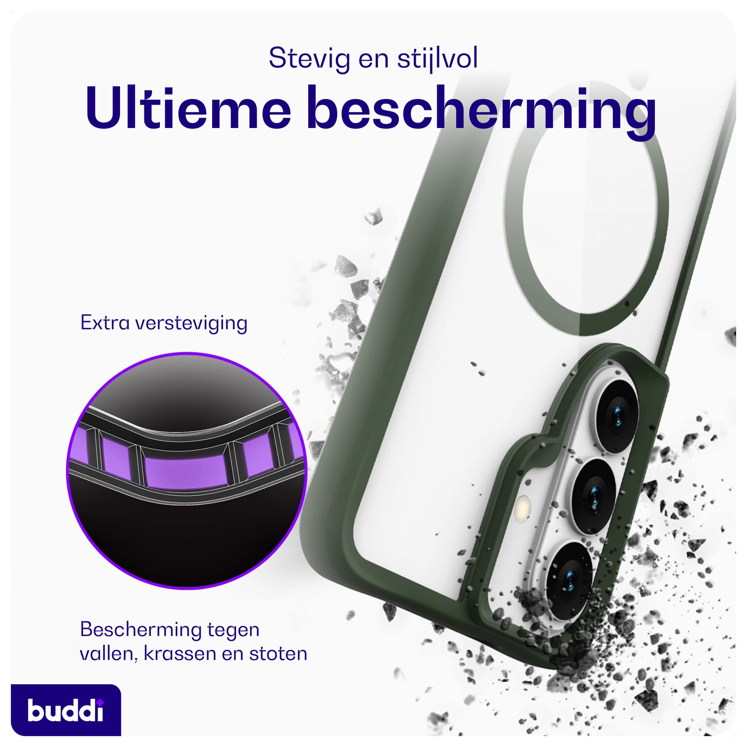 Buddi Hybrid Samsung Galaxy S26 Plus Hoesje MagSafe Transparant Groen afbeelding 3