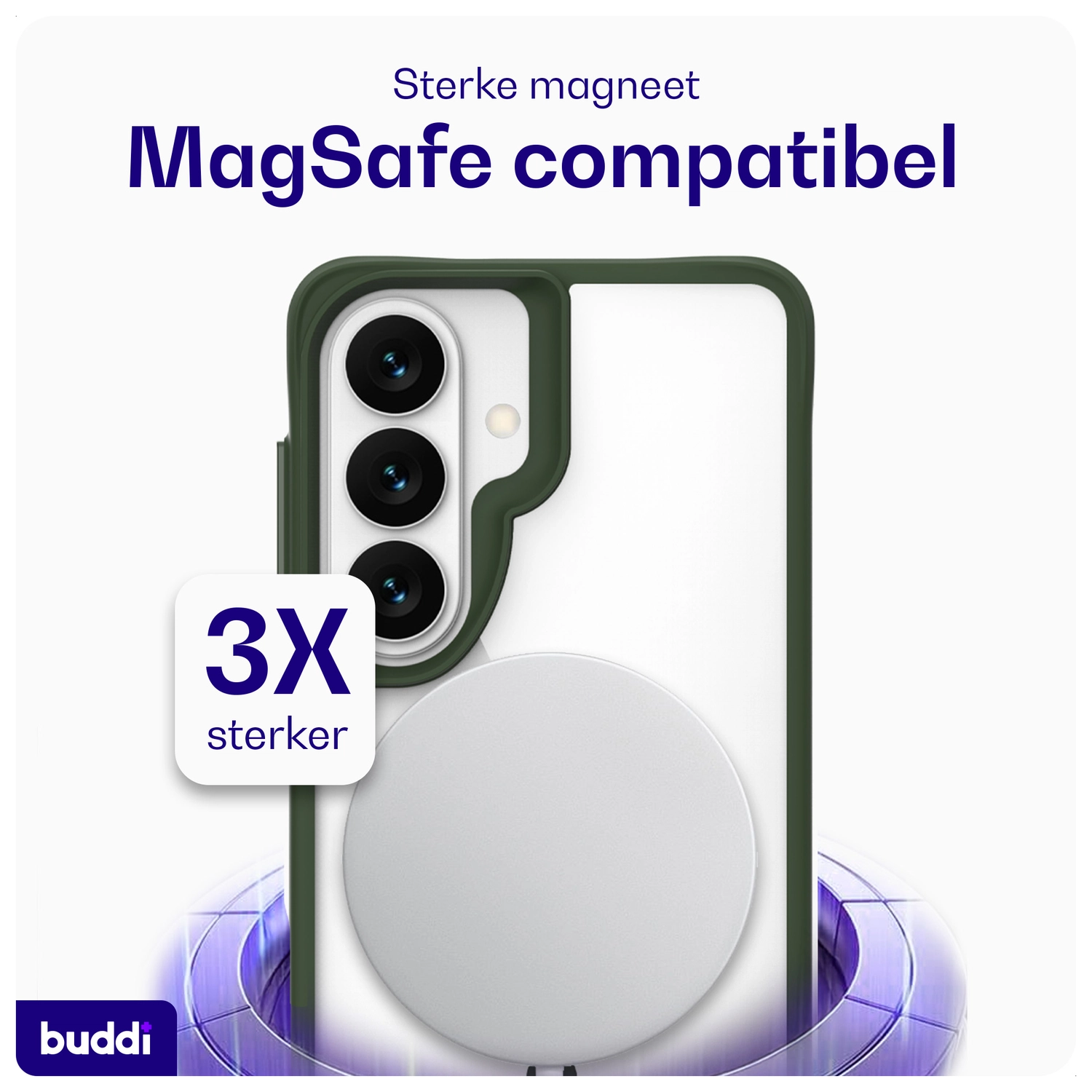 Buddi Hybrid Samsung Galaxy S26 Plus Hoesje MagSafe Transparant Groen afbeelding 4