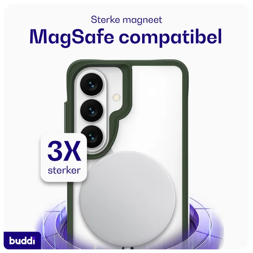Buddi Hybrid Samsung Galaxy S26 Plus Hoesje MagSafe Transparant Groen afbeelding 4