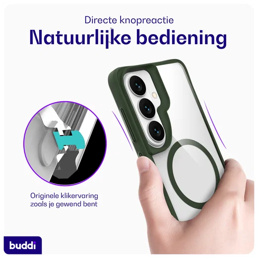 Buddi Hybrid Samsung Galaxy S26 Plus Hoesje MagSafe Transparant Groen afbeelding 5