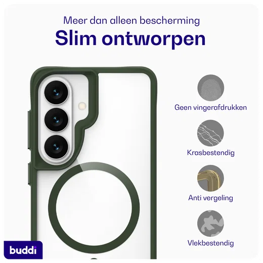 Buddi Hybrid Samsung Galaxy S26 Plus Hoesje MagSafe Transparant Groen afbeelding 6