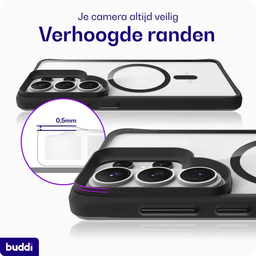 Buddi Hybrid Samsung S26 Ultra Hoesje MagSafe Back Cover Transparant Zwart afbeelding 6