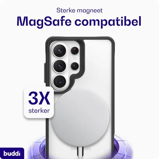 Buddi Hybrid Samsung S26 Ultra Hoesje MagSafe Back Cover Transparant Zwart afbeelding 4