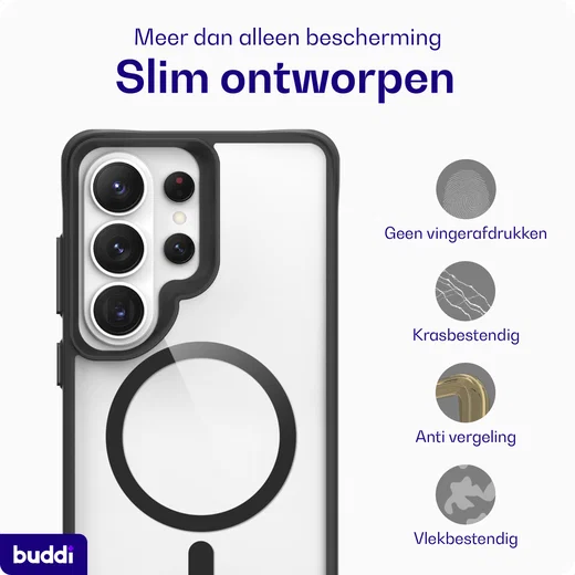 Buddi Hybrid Samsung S26 Ultra Hoesje MagSafe Back Cover Transparant Zwart afbeelding 7