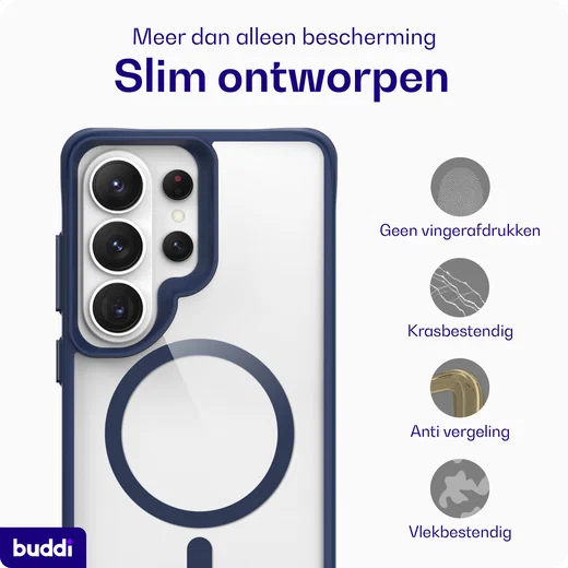 Buddi Hybrid Samsung S26 Ultra Hoesje MagSafe Back Cover Transparant Blauw afbeelding 7