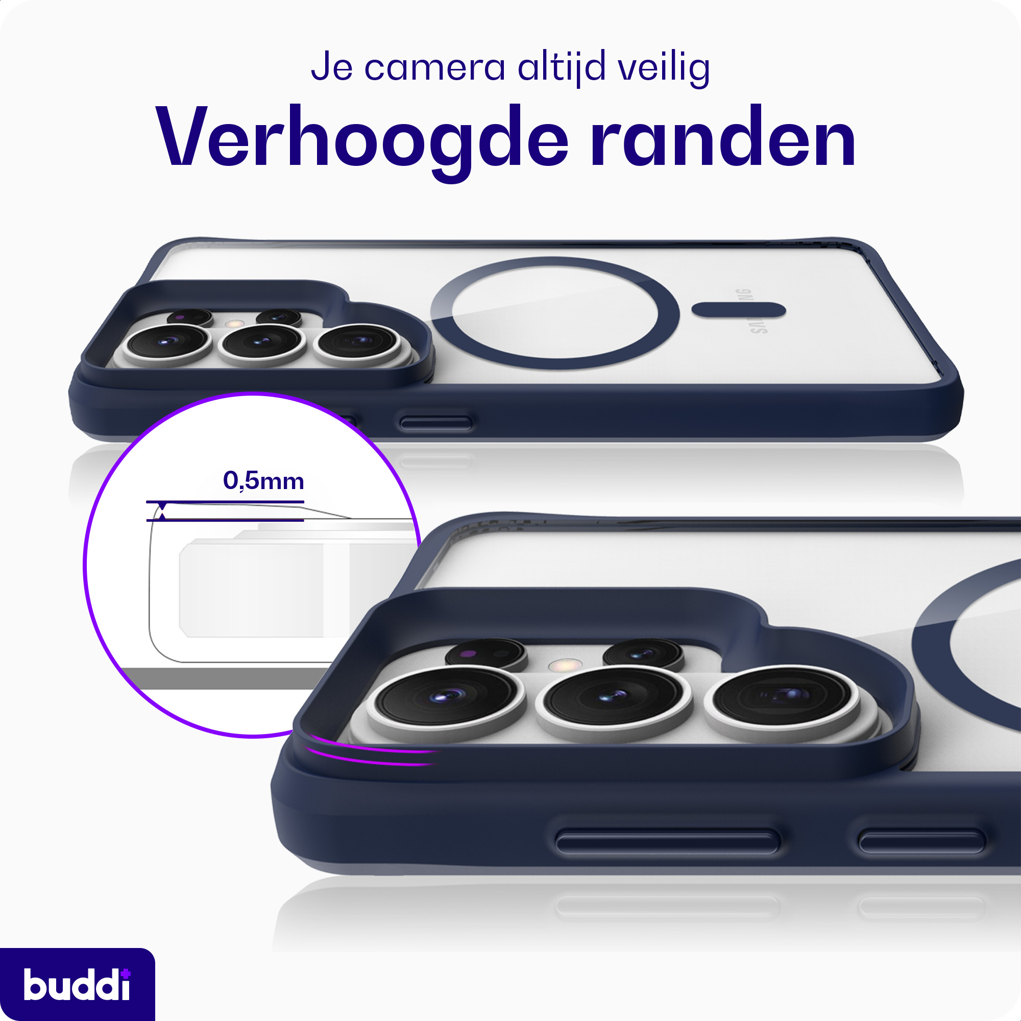 Buddi Hybrid Samsung S26 Ultra Hoesje MagSafe Back Cover Transparant Blauw afbeelding 5