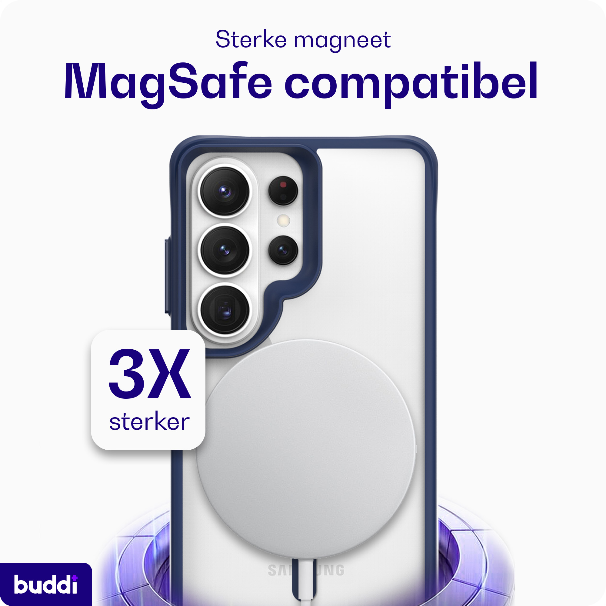 Buddi Hybrid Samsung S26 Ultra Hoesje MagSafe Back Cover Transparant Blauw afbeelding 4
