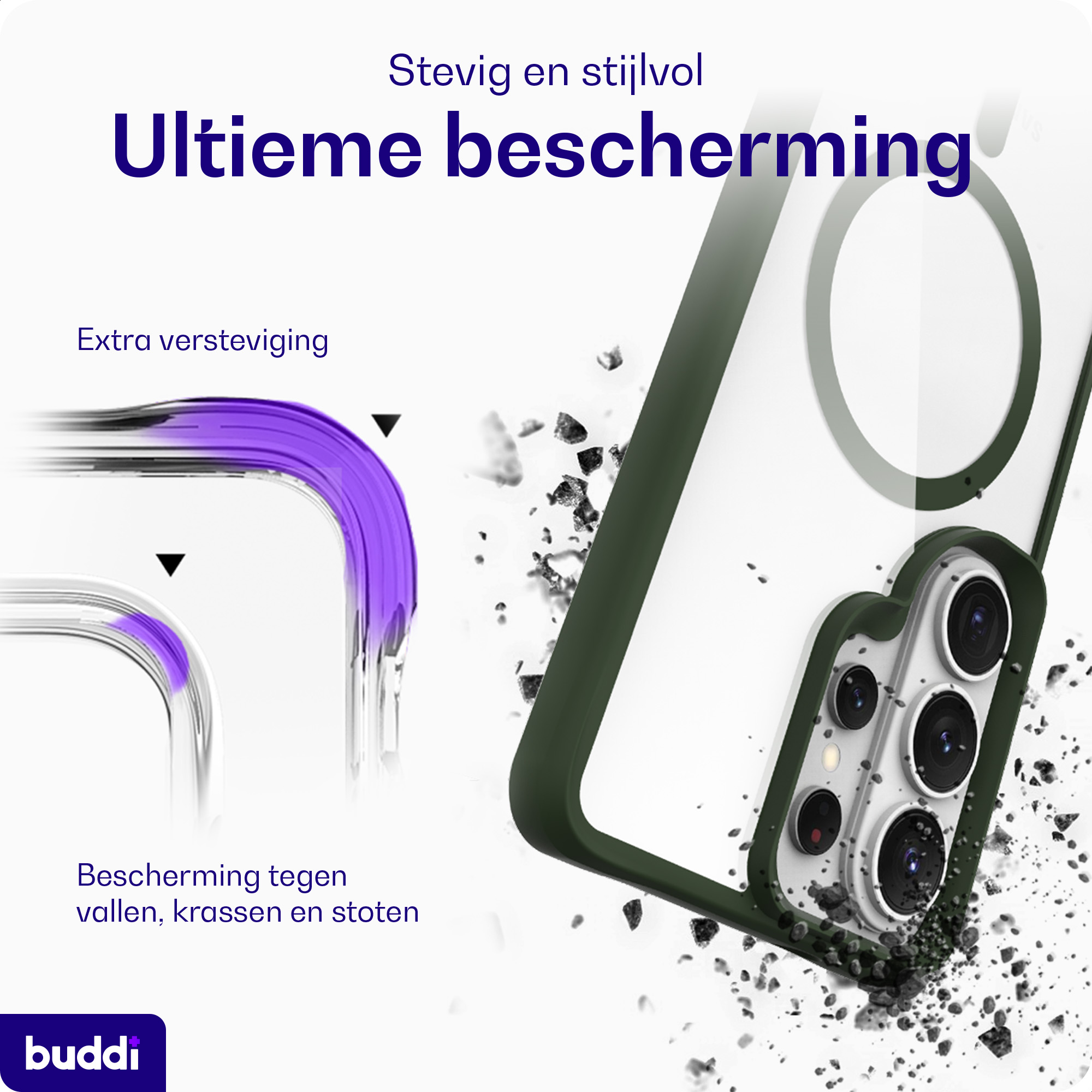 Buddi Hybrid Samsung S26 Ultra Hoesje MagSafe Back Cover Transparant Groen afbeelding 3