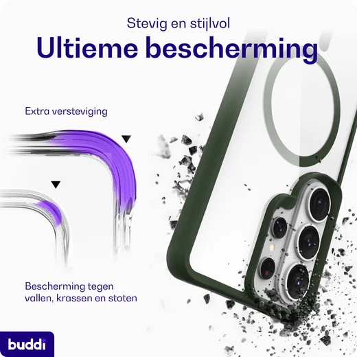 Buddi Hybrid Samsung S26 Ultra Hoesje MagSafe Back Cover Transparant Groen afbeelding 3