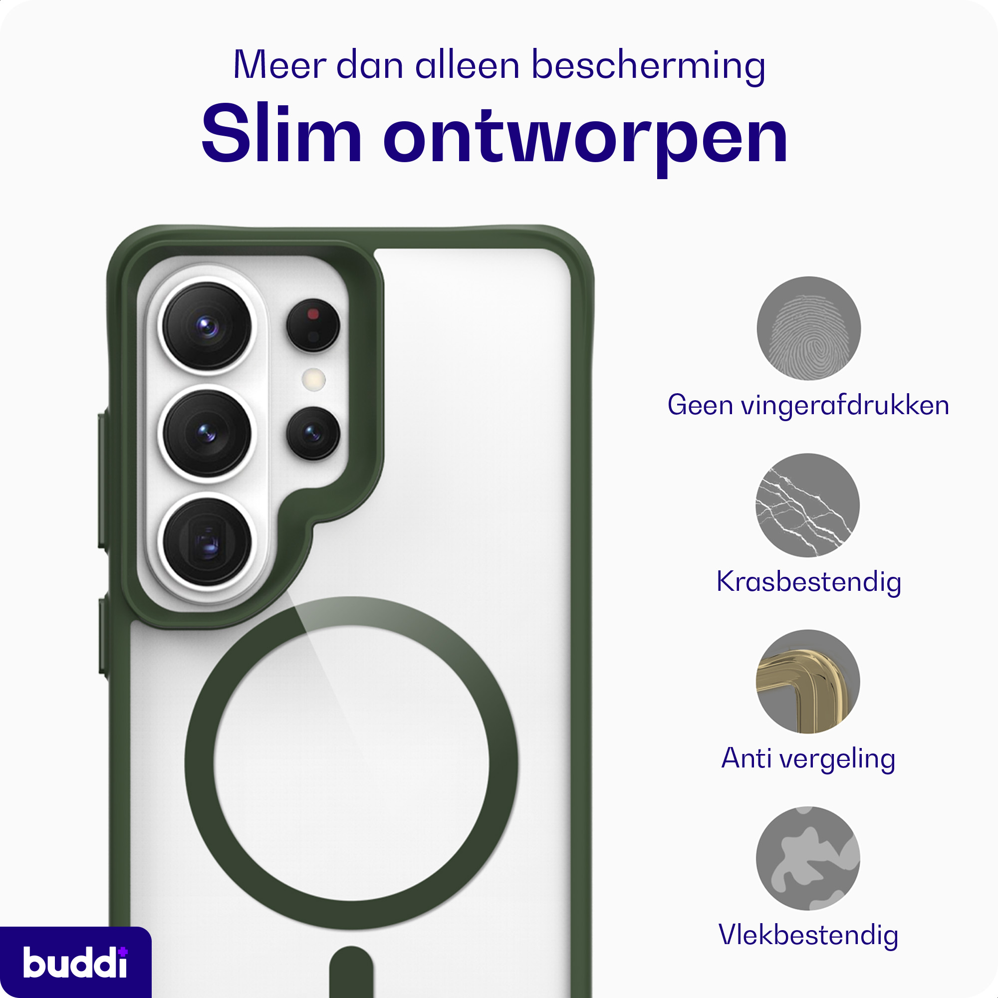 Buddi Hybrid Samsung S26 Ultra Hoesje MagSafe Back Cover Transparant Groen afbeelding 7