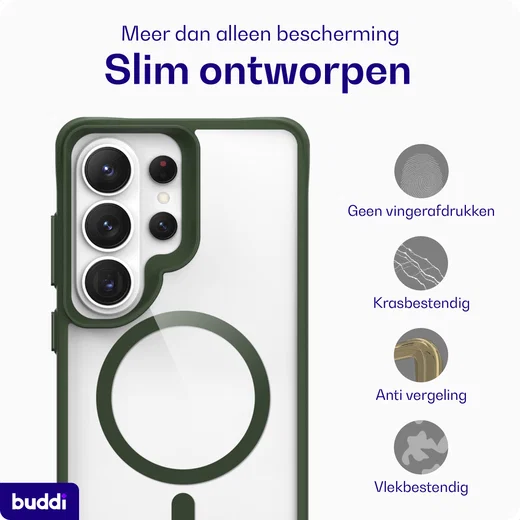 Buddi Hybrid Samsung S26 Ultra Hoesje MagSafe Back Cover Transparant Groen afbeelding 7