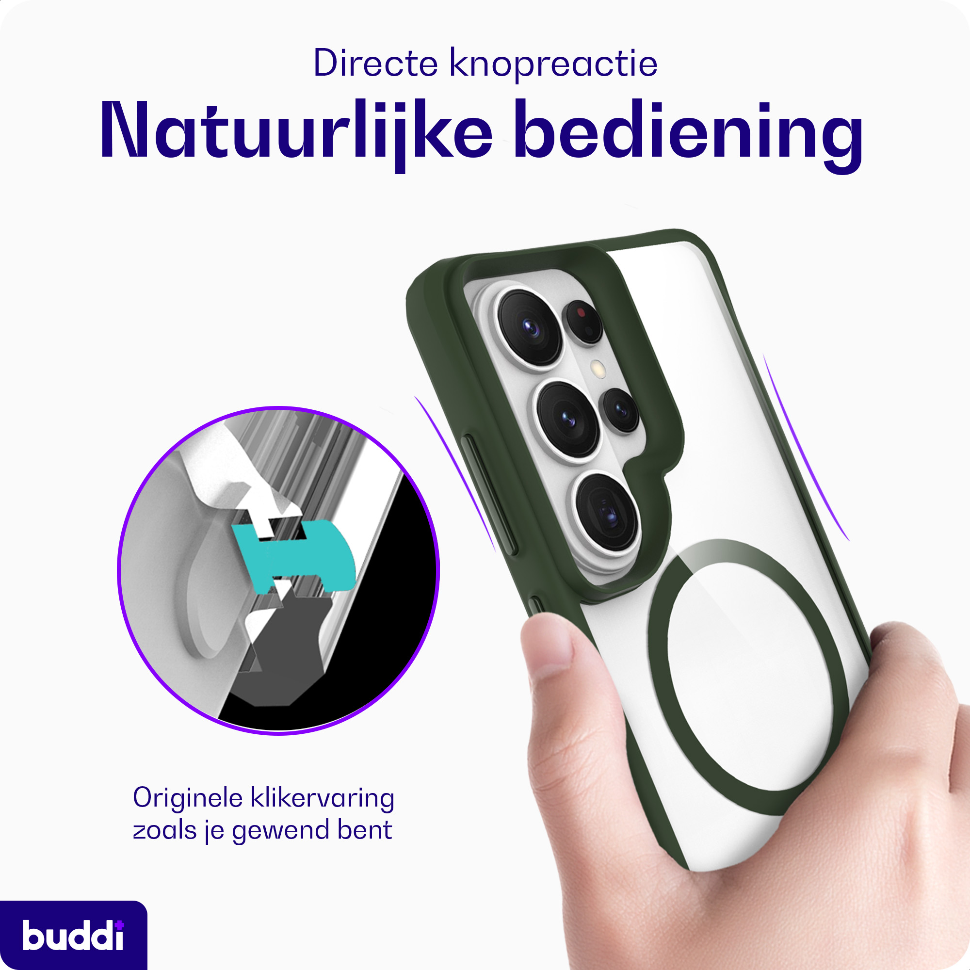Buddi Hybrid Samsung S26 Ultra Hoesje MagSafe Back Cover Transparant Groen afbeelding 5