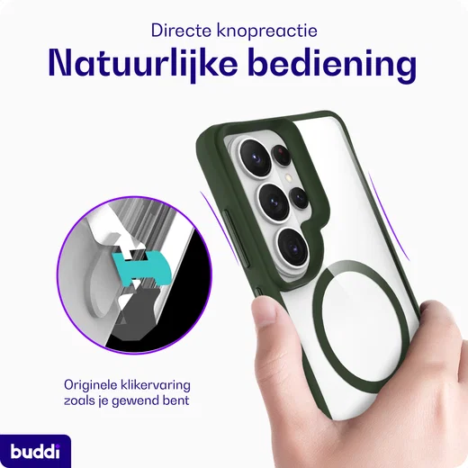 Buddi Hybrid Samsung S26 Ultra Hoesje MagSafe Back Cover Transparant Groen afbeelding 5