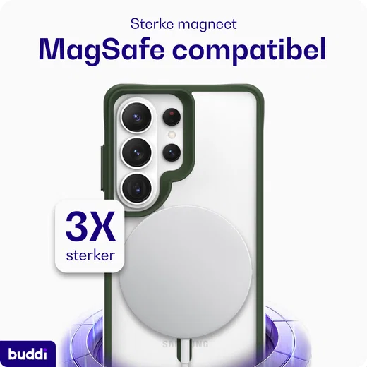 Buddi Hybrid Samsung S26 Ultra Hoesje MagSafe Back Cover Transparant Groen afbeelding 4