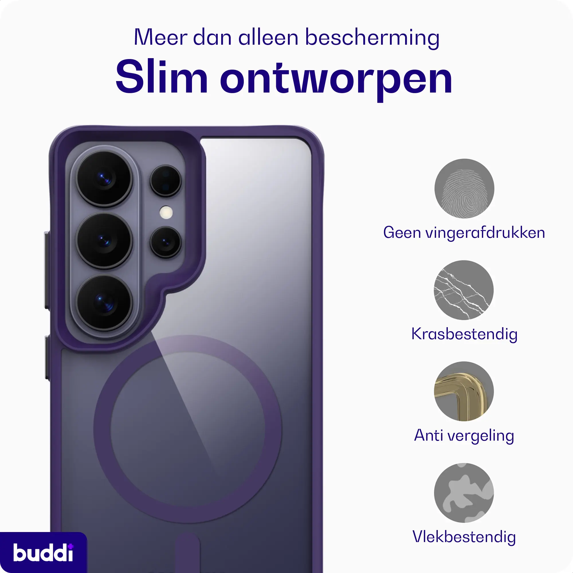 Buddi Hybrid Samsung S26 Ultra Hoesje MagSafe Back Cover Matched Paars afbeelding 7
