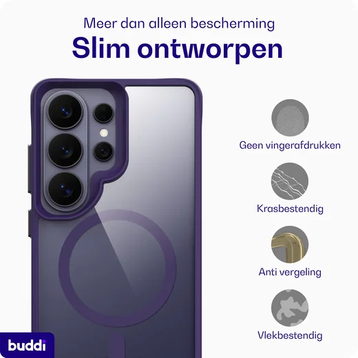 Buddi Hybrid Samsung S26 Ultra Hoesje MagSafe Back Cover Matched Paars afbeelding 7