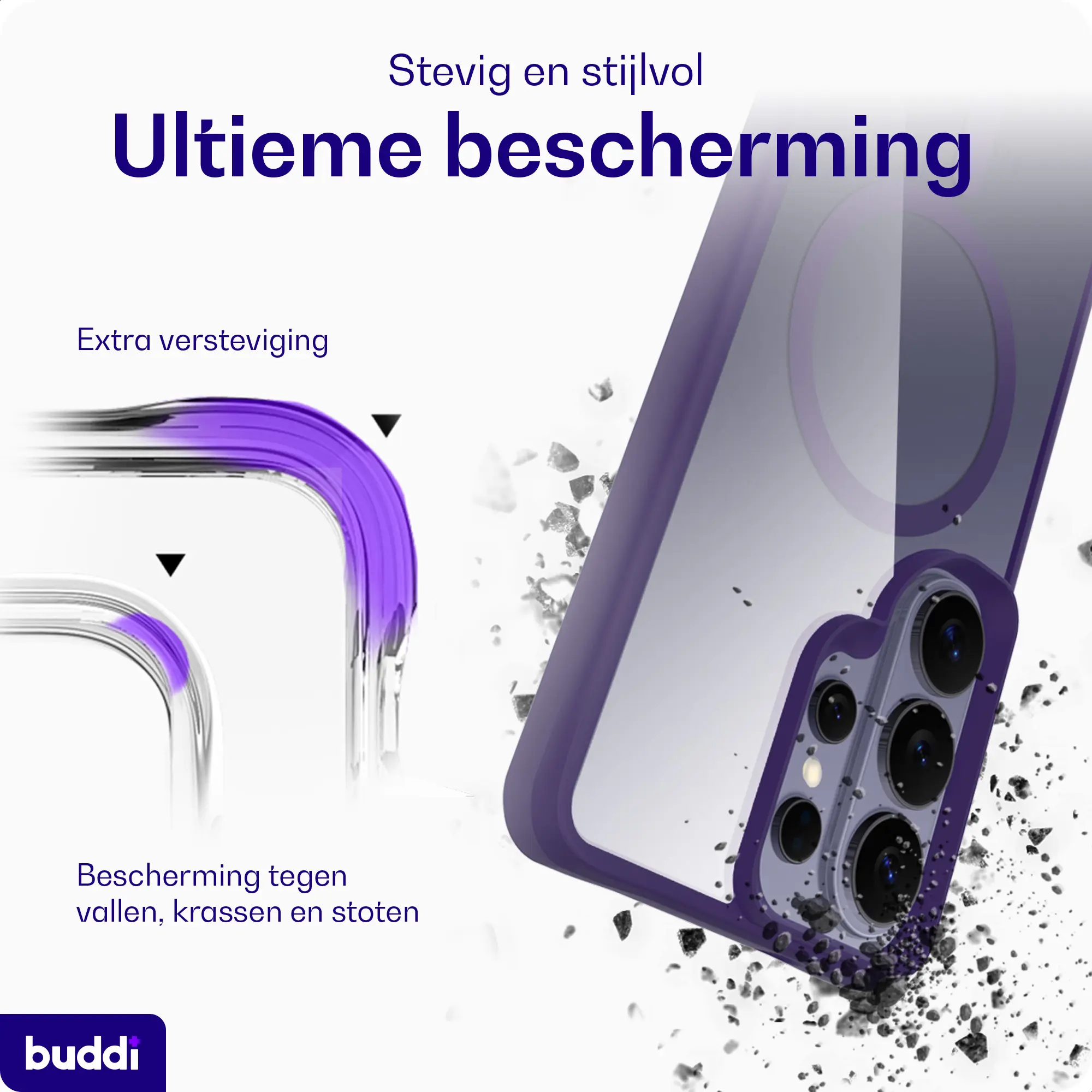 Buddi Hybrid Samsung S26 Ultra Hoesje MagSafe Back Cover Matched Paars afbeelding 3