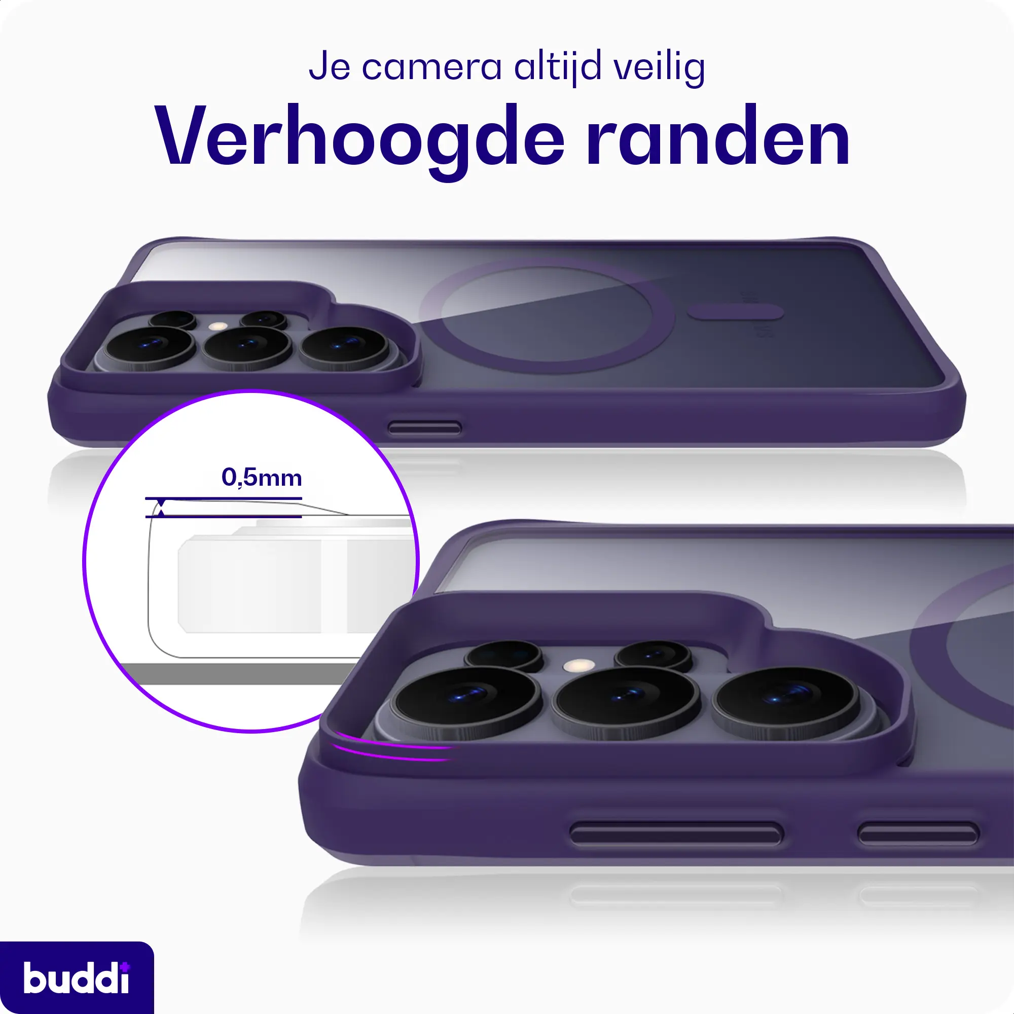 Buddi Hybrid Samsung S26 Ultra Hoesje MagSafe Back Cover Matched Paars afbeelding 6