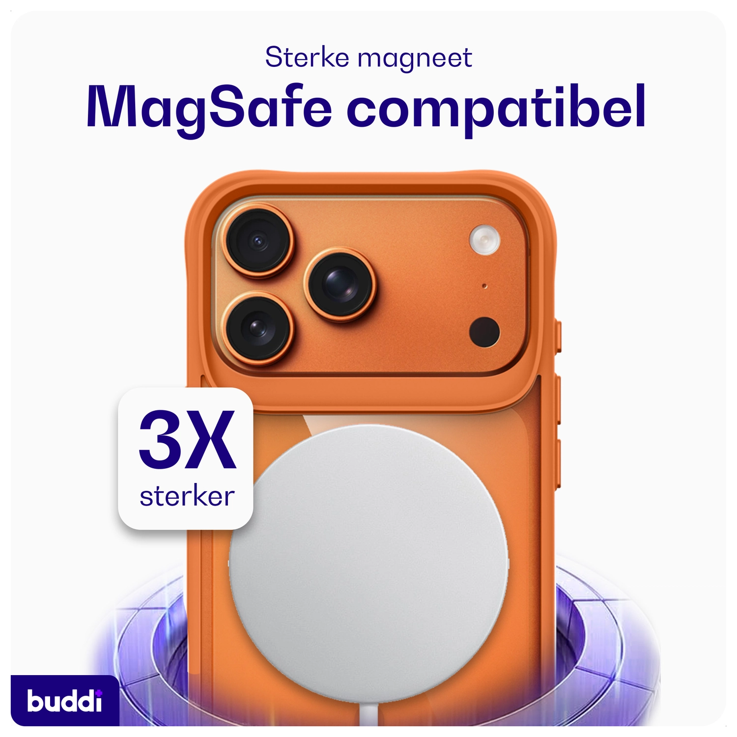 Buddi Hybrid Apple iPhone 17 Pro Hoesje MagSafe Back Cover Matched Oranje afbeelding 3