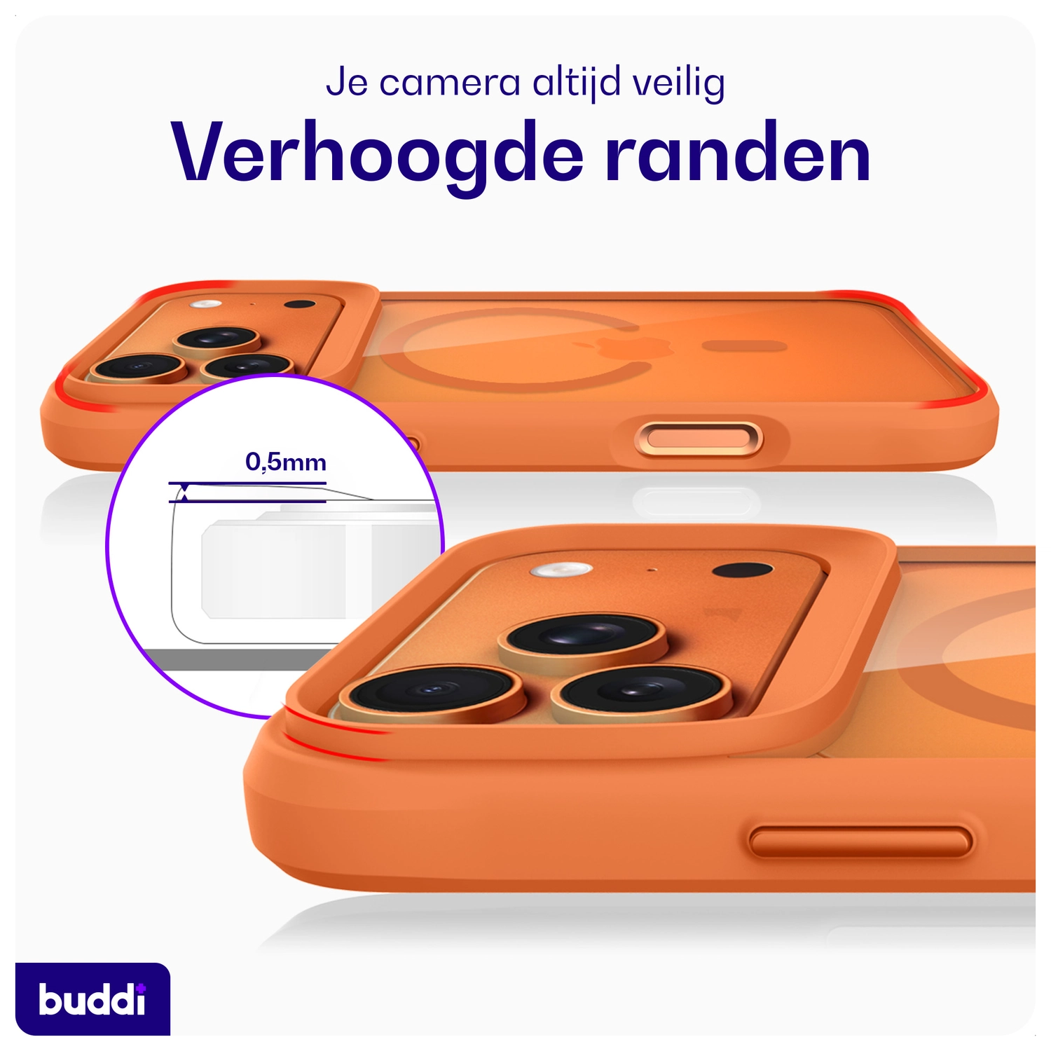 Buddi Hybrid Apple iPhone 17 Pro Hoesje MagSafe Back Cover Matched Oranje afbeelding 4