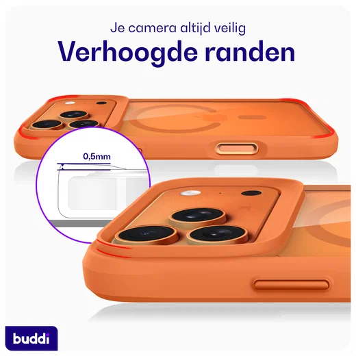 Buddi Hybrid iPhone 17 Pro Max Hoesje MagSafe Back Cover Matched Oranje afbeelding 7