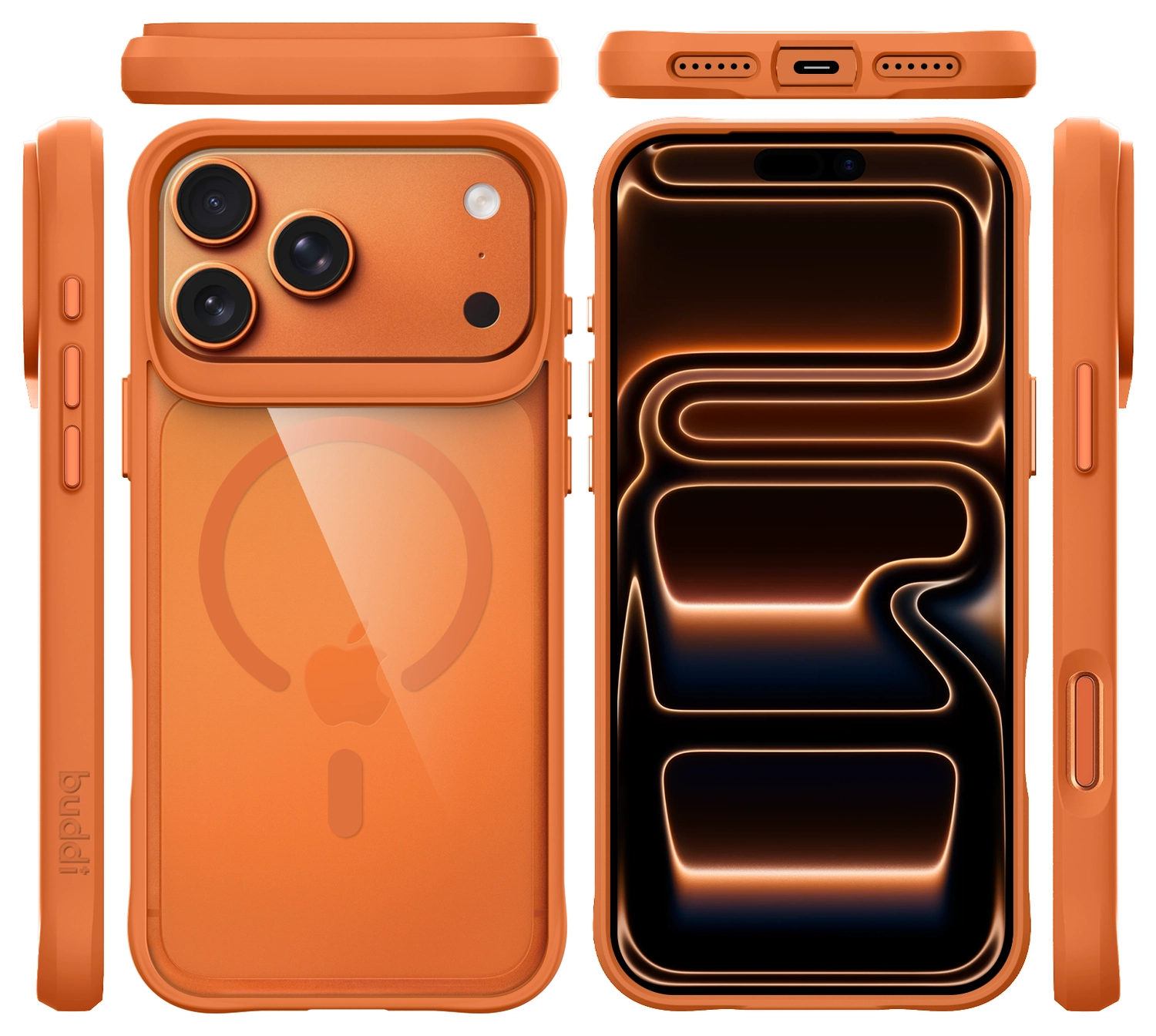 Buddi Hybrid iPhone 17 Pro Max Hoesje MagSafe Back Cover Matched Oranje afbeelding 11