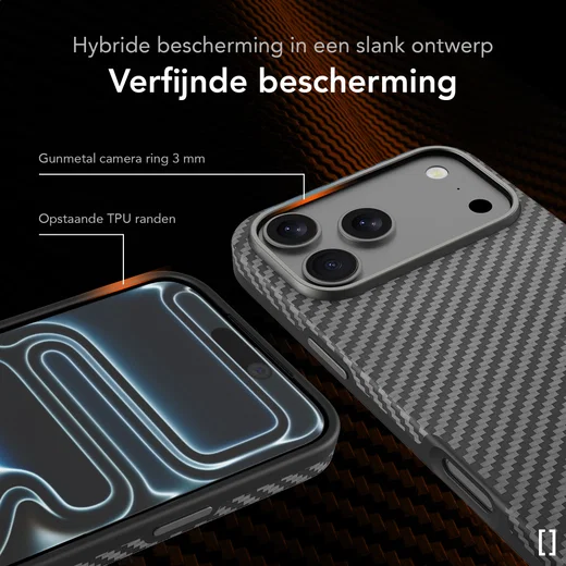 NEKIT Fiber Pro Apple iPhone 17 Pro Max Hoesje MagSafe Kevlar Back Cover Zwart afbeelding 4